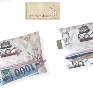 VÍZÁLLÓ irattartó pénztárca, neszesszer, őz, mosómedve, nyuszi és bagoly mintával - Artiroka design - táska & tok - pénztárca & más tok - pénztárca - gyerek pénztárca - Meska.hu