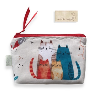 Cica család mintás irattartó pénztárca -  Artiroka design  - táska & tok - pénztárca & más tok - kártyatartó & irattartó - Meska.hu