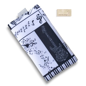Zsebkendőtartó gitár és hangjegyek mintával - Artiroka design  - táska & tok - pénztárca & más tok - zsebkendőtartó tok - Meska.hu