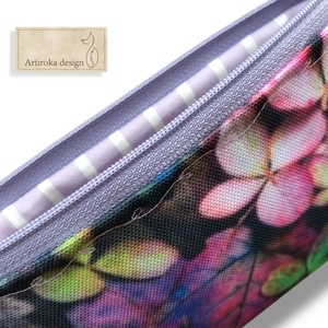 Őszi hortenzia virágos VÍZÁLLÓ  irattartó vagy tolltartó neszesszer, szemüvegtok - Artiroka design - táska & tok - neszesszer - Meska.hu