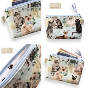 Cica és tappancs mintás prémium tolltartó, neszesszer vagy szemüvegtok háromféle méretben - Artiroka design - táska & tok - neszesszer - Meska.hu