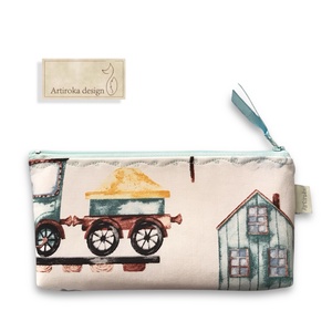 Vonat mintás tolltartó neszesszer vagy szemüvegtok  - Artiroka design - táska & tok - neszesszer - Meska.hu