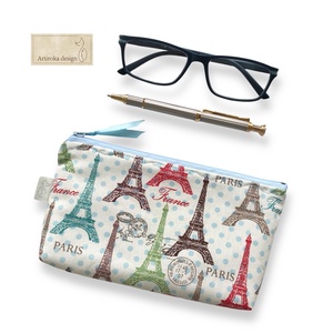Párizs, Eiffel torony mintás irattartó pénztárca vagy tolltartó neszesszer, szemüvegtok - Artiroka design - táska & tok - neszesszer - Meska.hu