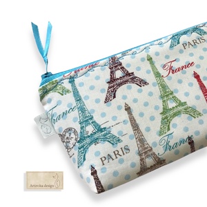 Párizs, Eiffel torony mintás irattartó pénztárca vagy tolltartó neszesszer, szemüvegtok - Artiroka design - táska & tok - neszesszer - Meska.hu