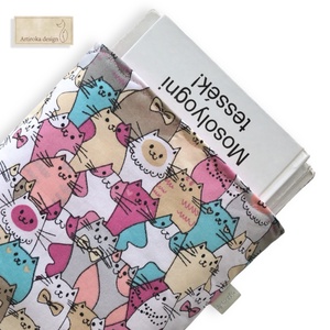 Bélelt könyvtok, ebook tok,  cica sorakozó mintával -  Artiroka design - Meska.hu