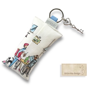 Párizsi vakáció -  prémium pamut kulcstartó vintage kulcs medállal  - Artiroka design - táska & tok - kulcstartó & táskadísz - kulcstartó - Meska.hu