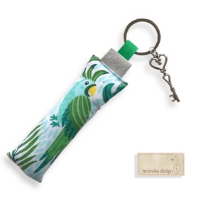 Papagáj mintás prémium pamut kulcstartó vintage kulcs medállal  -  Artiroka design, Táska & Tok, Kulcstartó & Táskadísz, Kulcstartó, Varrás, MESKA
