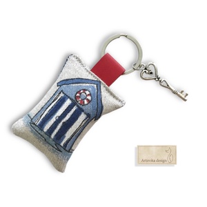 Vízparti csónakház mintás egyedi kulcstartó - Artiroka design, Táska & Tok, Kulcstartó & Táskadísz, Kulcstartó, Varrás, Ékszerkészítés, MESKA