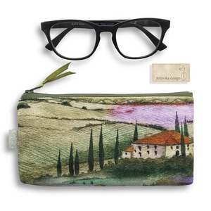 Prémium tolltartó neszesszer, szemüvegtok, Toszkán táj mintás - Artiroka design  - táska & tok - neszesszer - Meska.hu