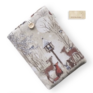 Könyvtok erdei randevú mintával, akár gombos zárral  - Artiroka design, Könyv & Zene, Könyvtok, Varrás, Hímzés, MESKA