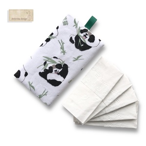 Panda mackó mintás pamut textil papírzsebkendő tartó -  Artiroka design, Táska & Tok, Pénztárca & Más tok, Zsebkendőtartó tok, Varrás, MESKA