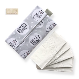 Róka, mackó, süni, mókus, kismadár és bagoly mintás papírzsebkendő tartó  - Artiroka design - táska & tok - pénztárca & más tok - zsebkendőtartó tok - Meska.hu