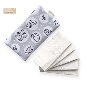 Róka, mackó, süni, mókus, kismadár és bagoly mintás papírzsebkendő tartó  - Artiroka design, Táska & Tok, Pénztárca & Más tok, Zsebkendőtartó tok, Varrás, MESKA