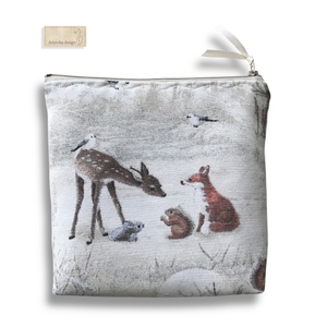 ERDEI RANDEVÚ  - róka, őzike, nyuszi, mókus és cinege madár mintás uzsonna tasak - Artiroka design - táska & tok - uzsonna- & ebéd tartó - ebéd tasak, doboz - Meska.hu