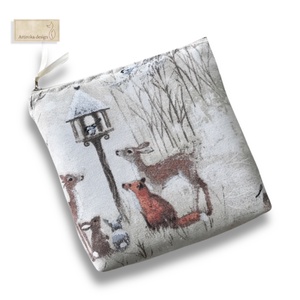 ERDEI RANDEVÚ  - róka, őzike, nyuszi, mókus és cinege madár mintás uzsonna tasak - Artiroka design - Meska.hu