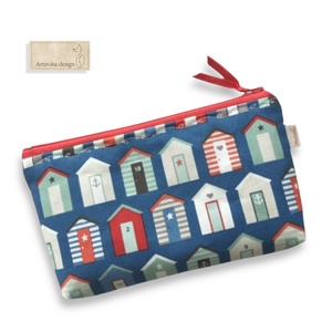 Tengerparti házikók mintás, egyedi tolltartó neszesszer, szemüvegtok vagy mobiltok - Artiroka design - otthon & életmód - papír, írószer - tolltartó & ceruzatekercs - Meska.hu