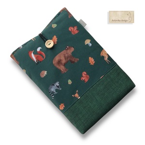 Könyvtok erdei állatok mintával, gombos zárral  - Artiroka design - könyv & zene - könyvtok - Meska.hu