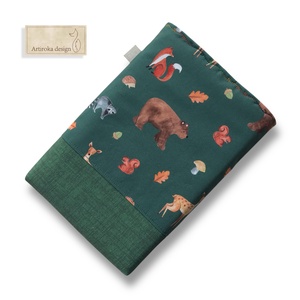 Könyvtok erdei állatok mintával, gombos zárral  - Artiroka design - könyv & zene - könyvtok - Meska.hu