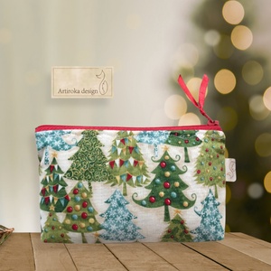 Karácsonyfa mintás irattartó pénztárca, neszesszer - Artiroka design  - Meska.hu