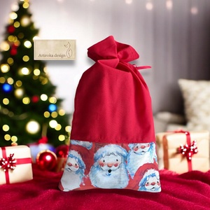 Mikulás zsák, ajándék zsák akár egyedi névhímzéssel is - Artiroka design, Karácsony, Mikulás, Mikulás zsák, Varrás, MESKA