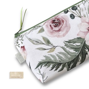Pasztell virág mintás prémium tolltartó neszesszer, szemüvegtok vagy mobiltok - Artiroka design, Táska & Tok, Pénztárca & Más tok, Pénztárca, Női pénztárca, Varrás, Hímzés, MESKA