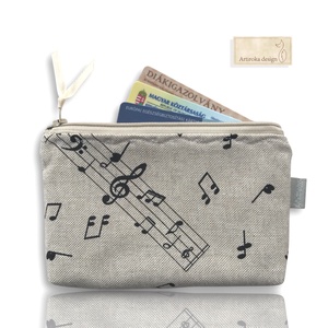 Dallamok szárnyán - dallam és hangjegyek mintás prémium tolltartó neszesszer, szemüvegtok - Artiroka design, Táska & Tok, Pénztárca & Más tok, Pénztárca, Férfi pénztárca, Varrás, Hímzés, MESKA