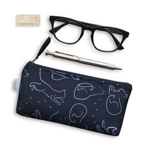 Fekete macska mintás VÍZÁLLÓ irattartó pénztárca vagy tolltartó neszesszer, szemüvegtok - SZETT - Artiroka design - Meska.hu