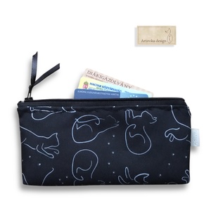 Fekete macska mintás VÍZÁLLÓ irattartó pénztárca vagy tolltartó neszesszer, szemüvegtok - SZETT - Artiroka design - táska & tok - neszesszer - Meska.hu