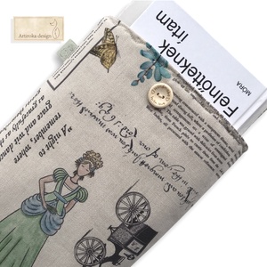 Bélelt könyvtok,  Bridgerton család mintával, gombos zárral - Artiroka design - Meska.hu