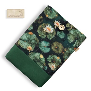 Bélelt, vízálló könyvtok, vízililiomok mintával - Artiroka design - könyv & zene - könyvtok - Meska.hu