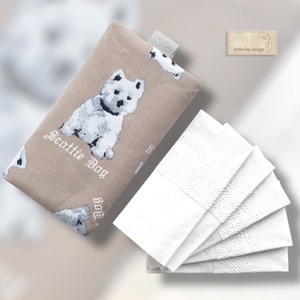 Fekete színű, tacskó kutya  mintás bélelt papírzsebkendő tartó - Artiroka design - Meska.hu