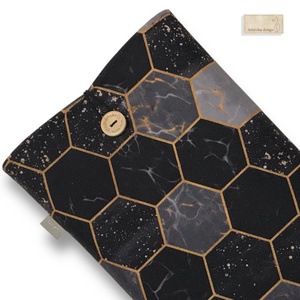 Bélelt könyvtok, vízálló textilből, geometria mintával fekete-szürke színben - Artiroka design, Könyv & Zene, Könyvtok, Varrás, Hímzés, MESKA