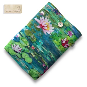 Könyvtok prémium pamut, vízililiomok mintával - Monet - Víziliomok -  Artiroka design - könyv & zene - könyvtok - Meska.hu