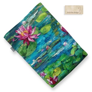 Könyvtok prémium pamut, vízililiomok mintával - Monet - Víziliomok -  Artiroka design - könyv & zene - könyvtok - Meska.hu