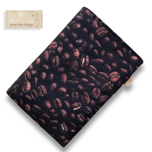 Bélelt könyvtok, kávé mintával  - Artiroka design - könyv & zene - könyvtok - Meska.hu