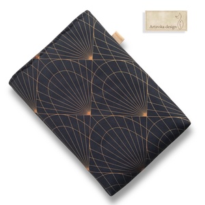 Bélelt, egyedi könyvtok, Art Deco mintával,  gombos zárral - Artiroka design - könyv & zene - könyvtok - Meska.hu