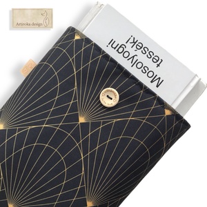 Bélelt, egyedi könyvtok, Art Deco mintával,  gombos zárral - Artiroka design - Meska.hu