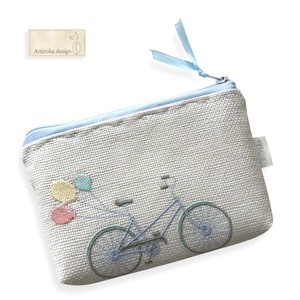 Hímzett bicikli mintás egyedi irattartó pénztárca - Artiroka design  - Meska.hu