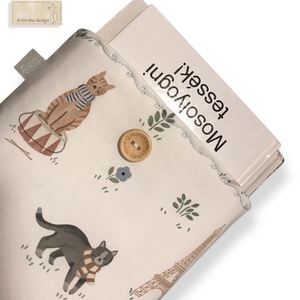 Könyvtok - Párizsi macskaságok mintával -  Artiroka design - Meska.hu