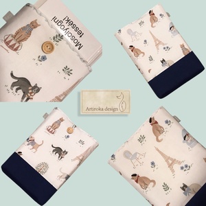 Könyvtok - Párizsi macskaságok mintával -  Artiroka design - könyv & zene - könyvtok - Meska.hu