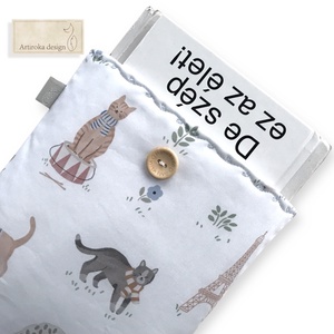 Könyvtok - Párizsi macskaságok mintával -  Artiroka design - Meska.hu