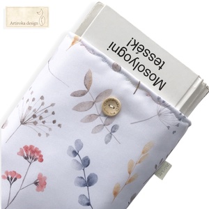 Levelek és virágok mintás vízálló KÖNYVTOK gombos zárral -  Artiroka design , Könyv & Zene, Könyvtok, Varrás, Hímzés, MESKA