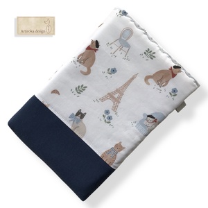 Könyvtok - Párizsi macskaságok mintával -  Artiroka design, Könyv & Zene, Könyvtok, Varrás, Hímzés, MESKA