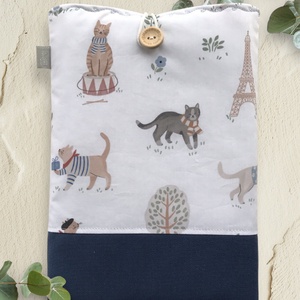 Könyvtok - Párizsi macskaságok mintával -  Artiroka design - könyv & zene - könyvtok - Meska.hu