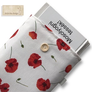 Bélelt könyvtok, pipacs virágok mintával - Artiroka design, Könyv & Zene, Könyvtok, Varrás, Hímzés, MESKA