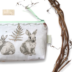 Nyuszi mintás irattartó pénztárca - Artiroka design , Táska & Tok, Pénztárca & Más tok, Pénztárca, Női pénztárca, Varrás, Hímzés, Nyuszi mintás pamut textilből készítettem ezt az irattartó pénztárcát.  A cipzárt különleges hímzés..., MESKA