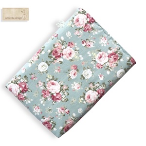 Türkiz alapon rózsa mintás prémium pamut KÖNYVTOK akár gombos zárral  -  Artiroka design  - könyv & zene - könyvtok - Meska.hu