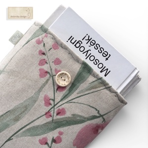 Natúr könyvtok, virágos rét mintával  - Artiroka design - Meska.hu