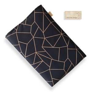 Bélelt könyvtok, vízálló textilből, geometria mintával fekete színben - Artiroka design - könyv & zene - könyvtok - Meska.hu