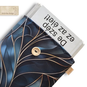 Bélelt könyvtok, vízálló textilből, kék mintával  -  Artiroka design  - Meska.hu